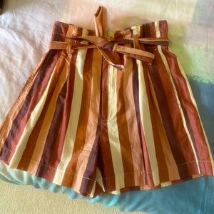Madewell Paperbag Shorts in Rainbow Stripe